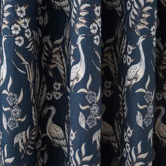 Eyelet Blackout Curtains - Navy, Polyester