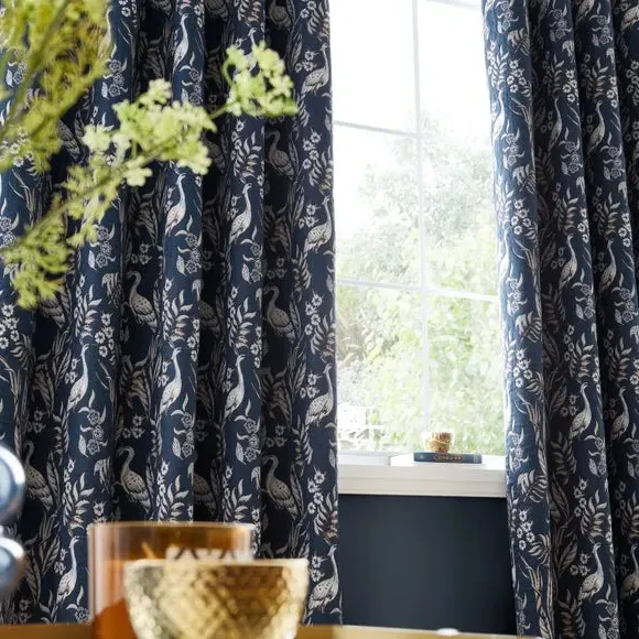Eyelet Blackout Curtains - Navy, Polyester