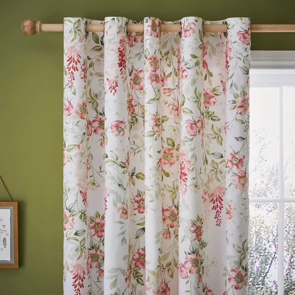 Eyelet Blackout Curtains with Floral - Pink, Polycotton image
