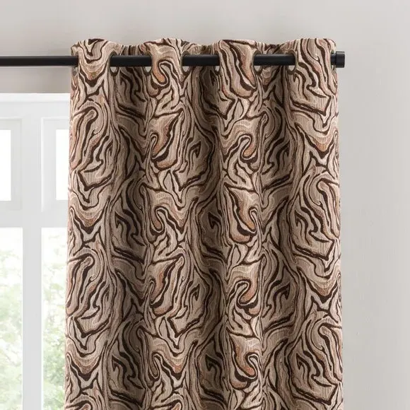 Eyelet Curtain with Marble Print - Caramel, Jacquard