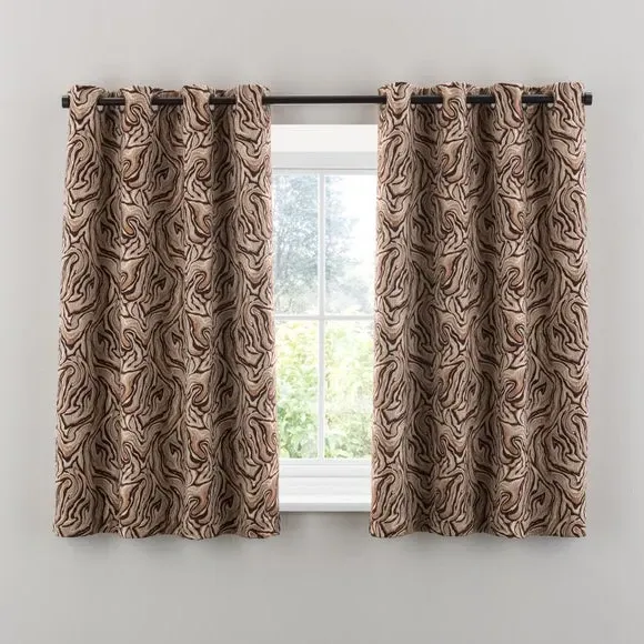 Eyelet Curtain with Marble Print - Caramel, Jacquard
