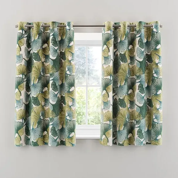 Eyelet Curtains Cut Velvet - Green, Polyester