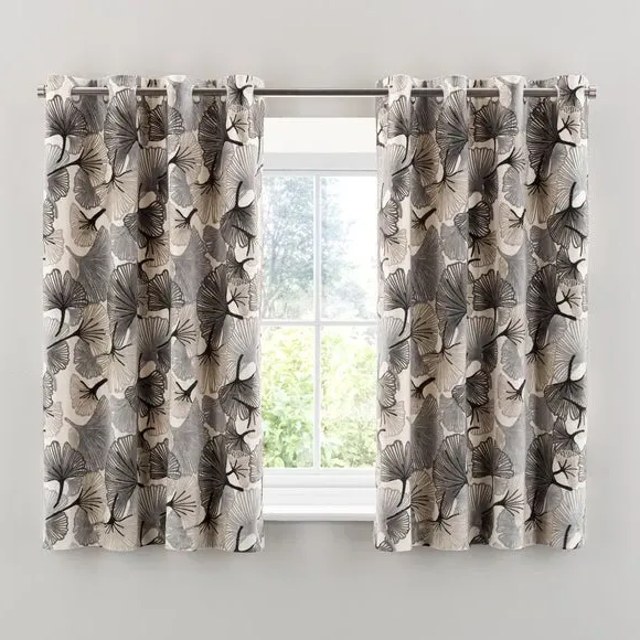 Eyelet Curtains Cut Velvet - Grey, Polyester