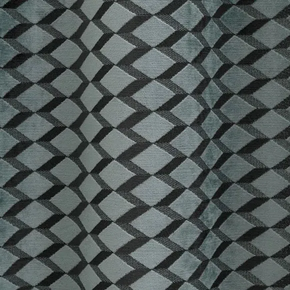 Eyelet Curtains Cut Velvet - Teal, Polyester