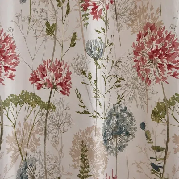Eyelet Curtains Floral Print - Natural, Cotton