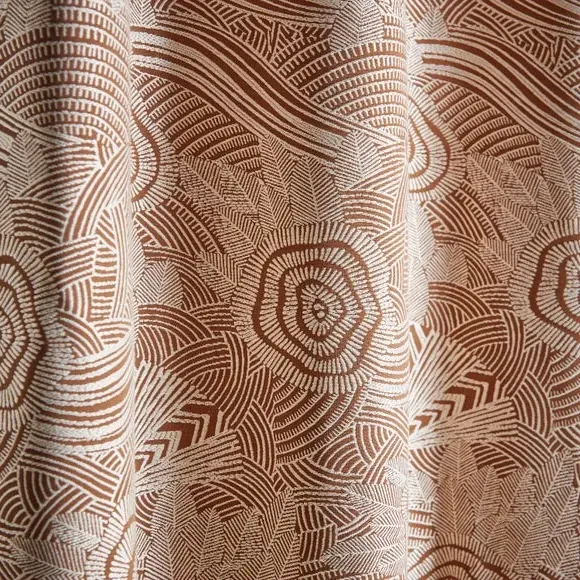 Eyelet Curtains Fully Lined - Caramel, Jacquard
