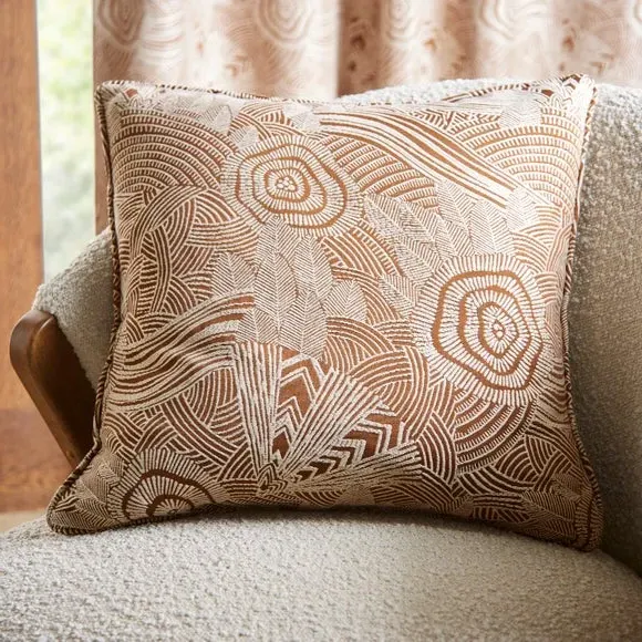 Eyelet Curtains Fully Lined - Caramel, Jacquard