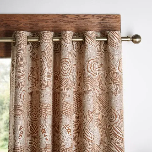 Eyelet Curtains Fully Lined - Caramel, Jacquard