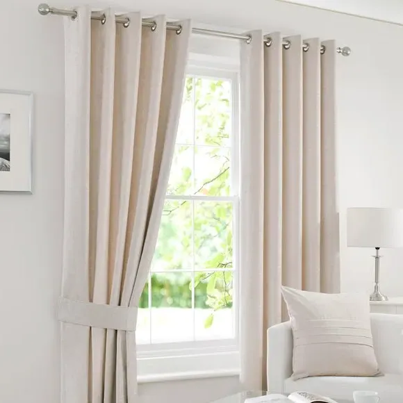 Eyelet Curtains Fully Lined - Cream, Chenille