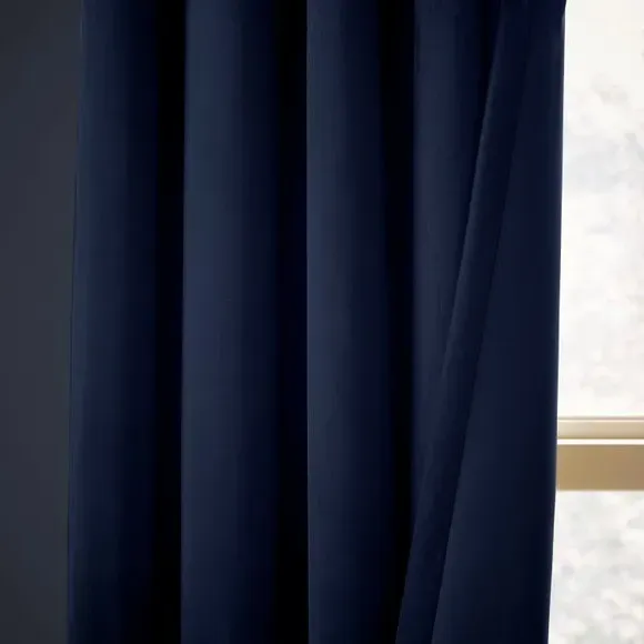 Eyelet Curtains Fully Lined - Ink, Velour