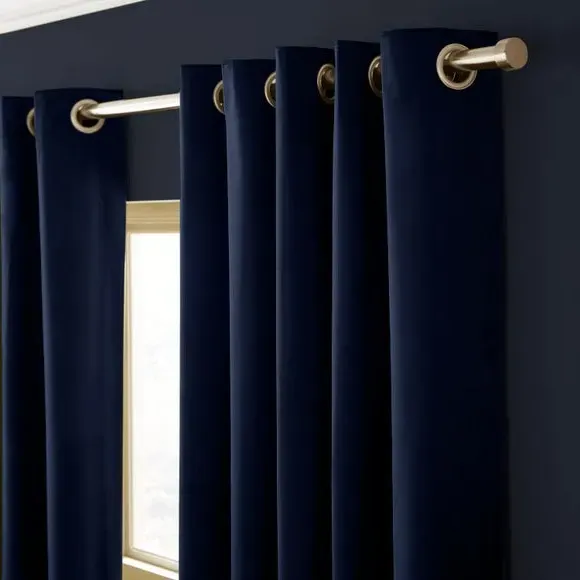 Eyelet Curtains Fully Lined - Ink, Velour