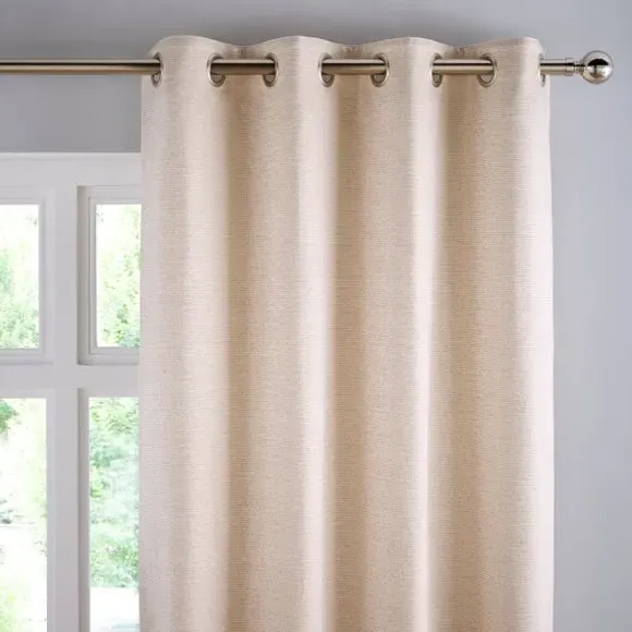 Eyelet Curtains Fully Lined - Natural, Jacquard