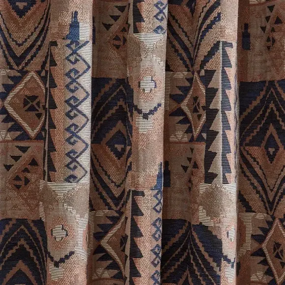 Eyelet Curtains Fully Lined - Navy, Chenille