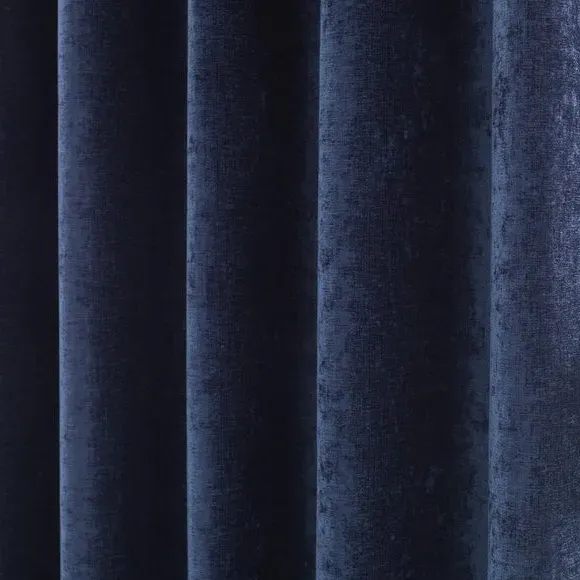 Eyelet Curtains Fully Lined - Navy, Chenille