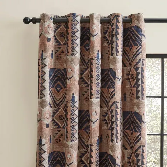 Eyelet Curtains Fully Lined - Navy, Chenille image