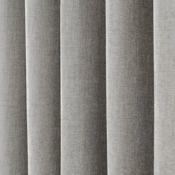 Eyelet Curtains Fully Lined - Silver, Chenille