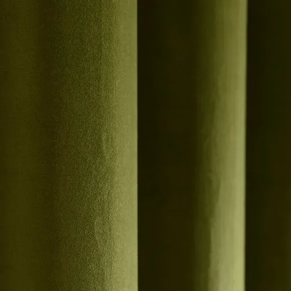 Eyelet Curtains - Moss Green, Cotton Velvet