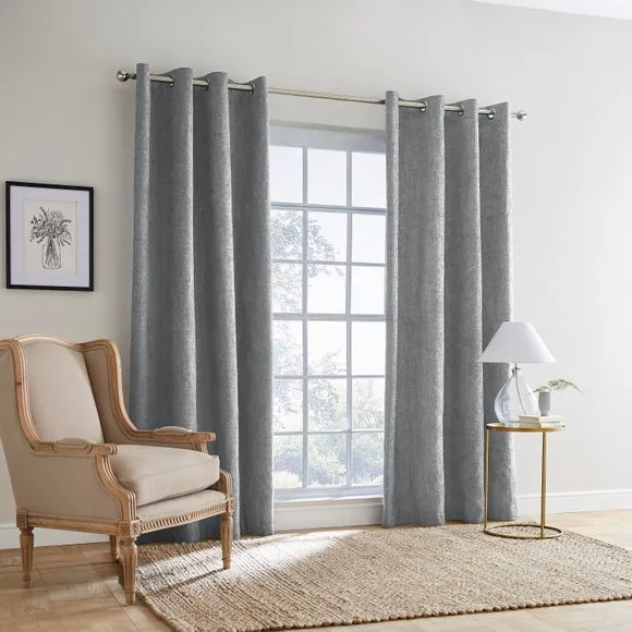 Eyelet Curtains Thermal Insulated - Dove, Chenille