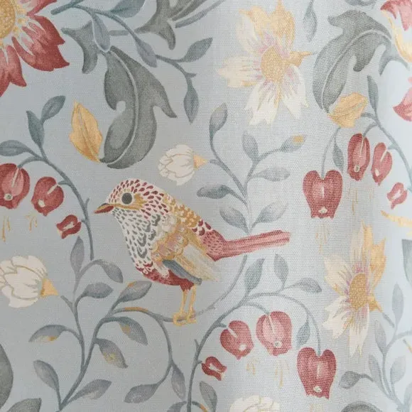 Eyelet Curtains with Arts & Crafts Print - Duck Egg, Cotton