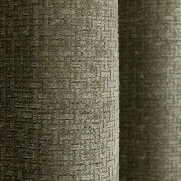 Eyelet Curtains with Basketweave - Olive, Chenille