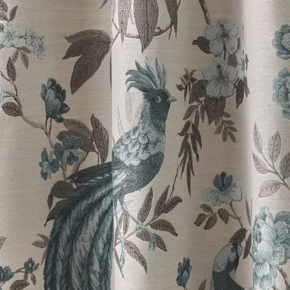Eyelet Curtains with Bird Design - Duck Egg