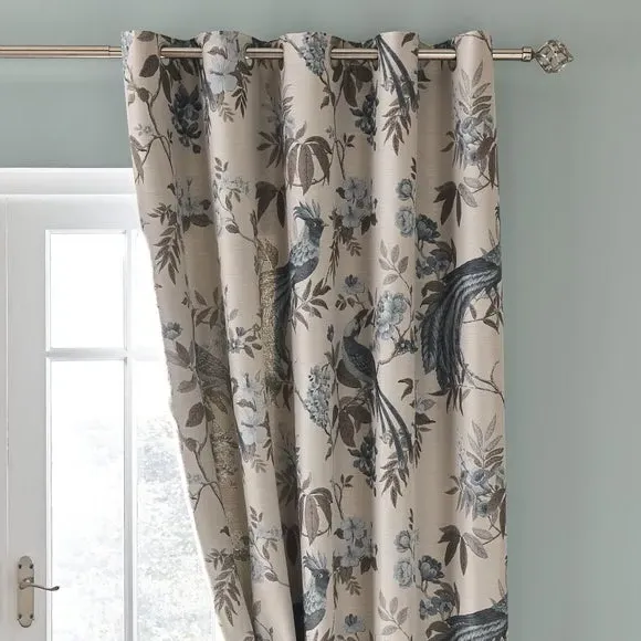 Eyelet Curtains with Bird Design - Duck Egg image