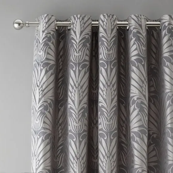 Eyelet Curtains with Blackout - Charcoal, Jacquard image