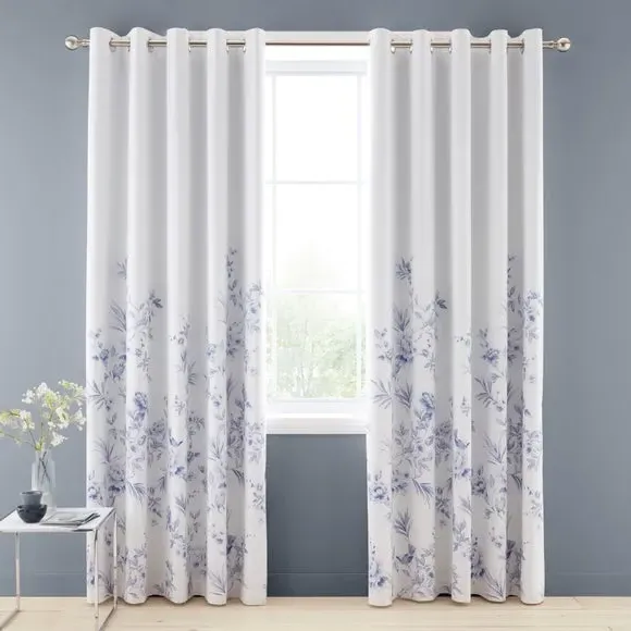 Eyelet Curtains with Blackout Lining - Blue