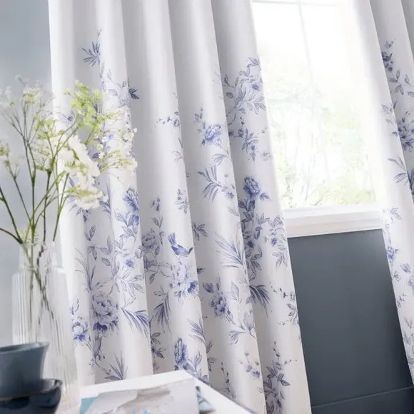 Eyelet Curtains with Blackout Lining - Blue