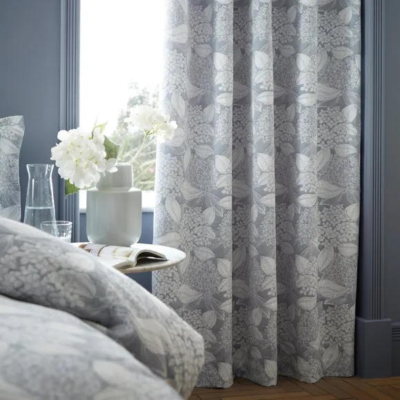 Eyelet Curtains with Blackout Lining - Blue, Cotton