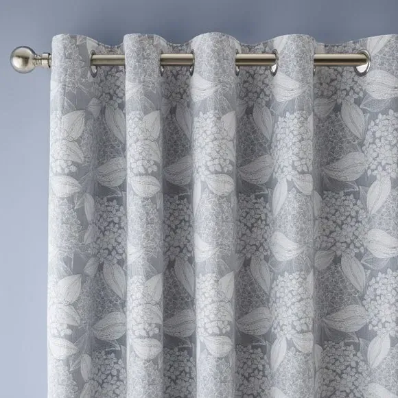 Eyelet Curtains with Blackout Lining - Blue, Cotton