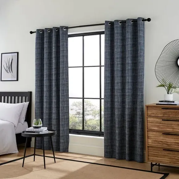 Eyelet Curtains with Blackout Lining - Indigo