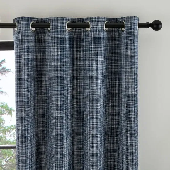 Eyelet Curtains with Blackout Lining - Indigo image