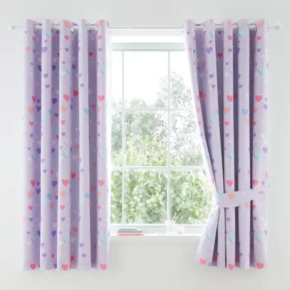 Eyelet Curtains with Blackout Lining - Lilac image