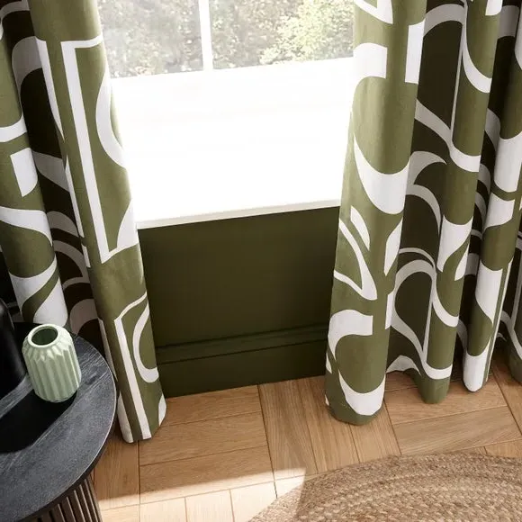 Eyelet Curtains with Blackout Lining - Olive