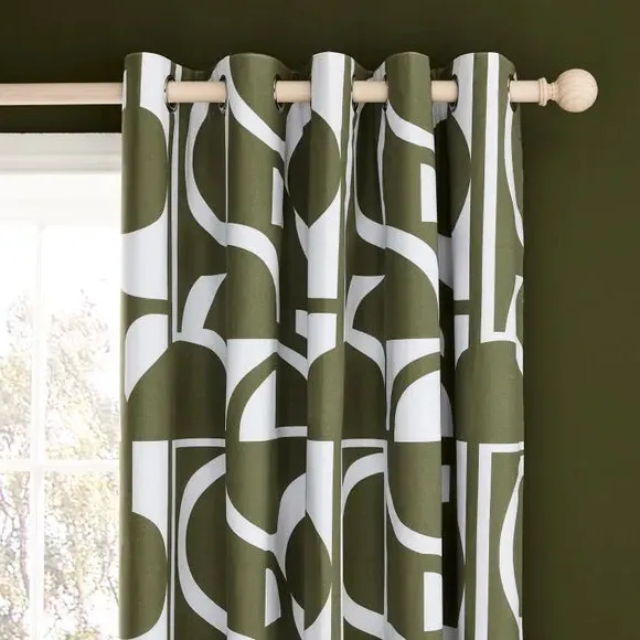 Eyelet Curtains with Blackout Lining - Olive image