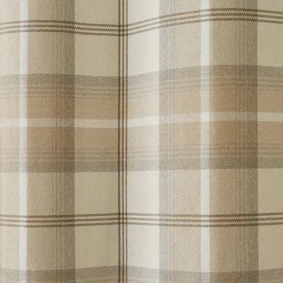 Eyelet Curtains with Check Pattern - Natural