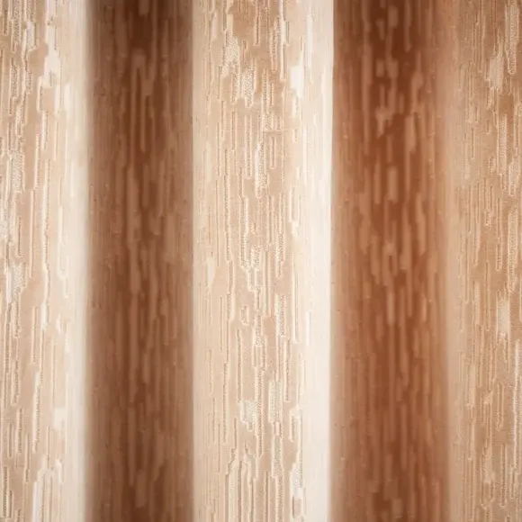 Eyelet Curtains with Cut Velvet - Champagne, Velvet