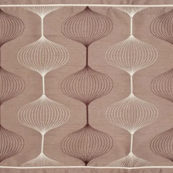 Eyelet Curtains with Embroidered Border - Bronze