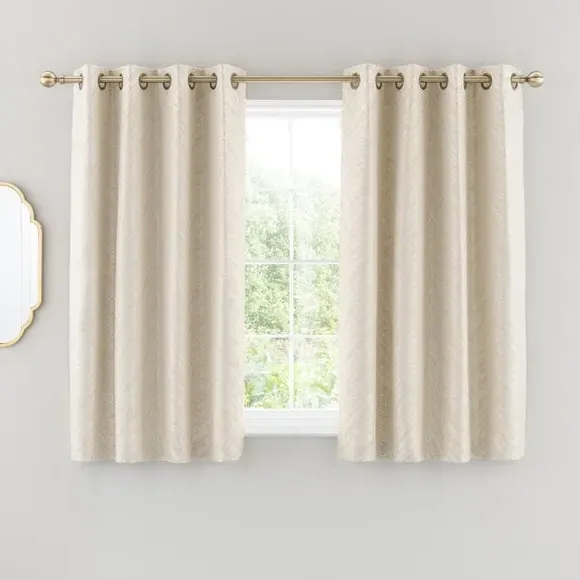Eyelet Curtains with Feather Design - Natural
