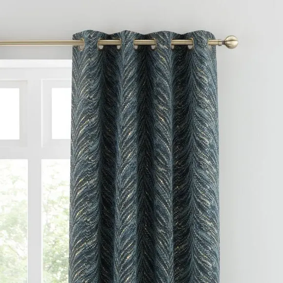 Eyelet Curtains with Feather Design - Peacock image