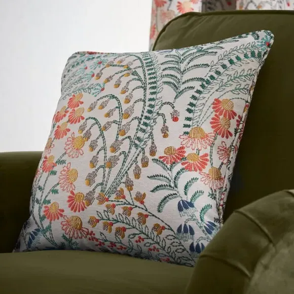 Eyelet Curtains with Floral Design - Orange