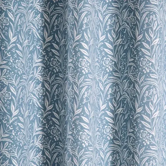 Eyelet Curtains with Floral Pattern - Blue