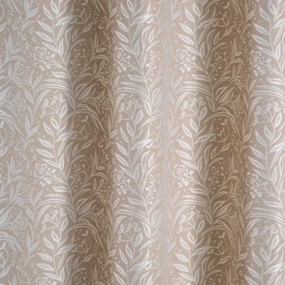 Eyelet Curtains with Floral Pattern - Natural