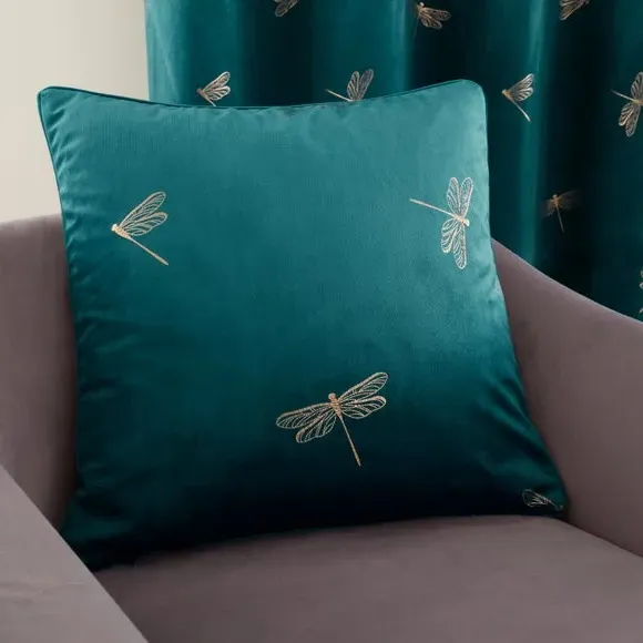 Eyelet Curtains with Foil Design - Blue, Velvet