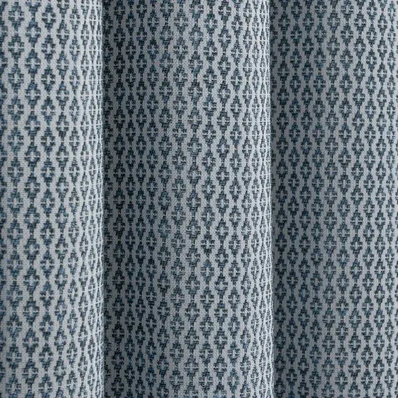 Eyelet Curtains with Geometric Design - Blue