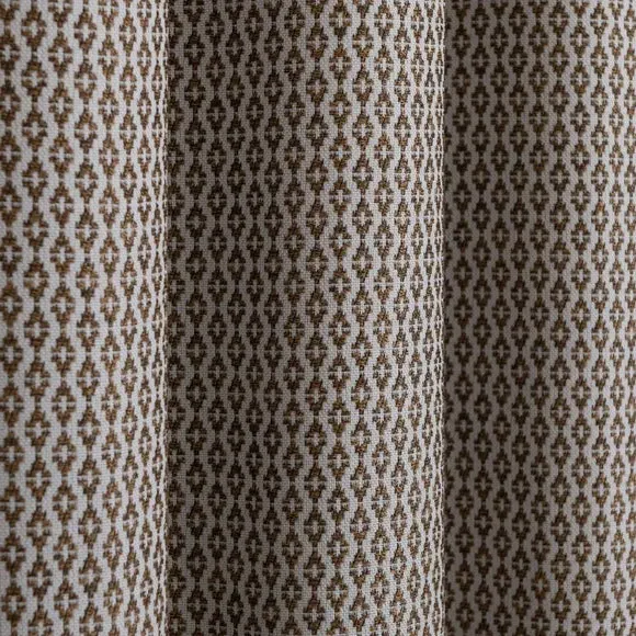 Eyelet Curtains with Geometric Design - Butterscotch