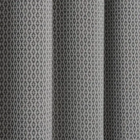 Eyelet Curtains with Geometric Design - Grey