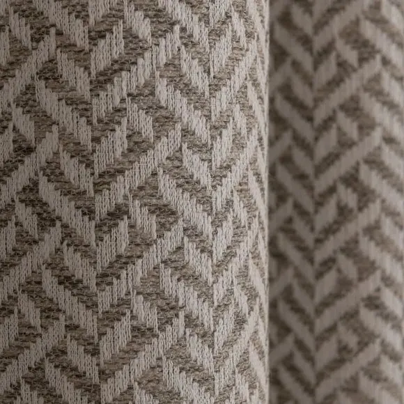 Eyelet Curtains with Geometric Design - Natural