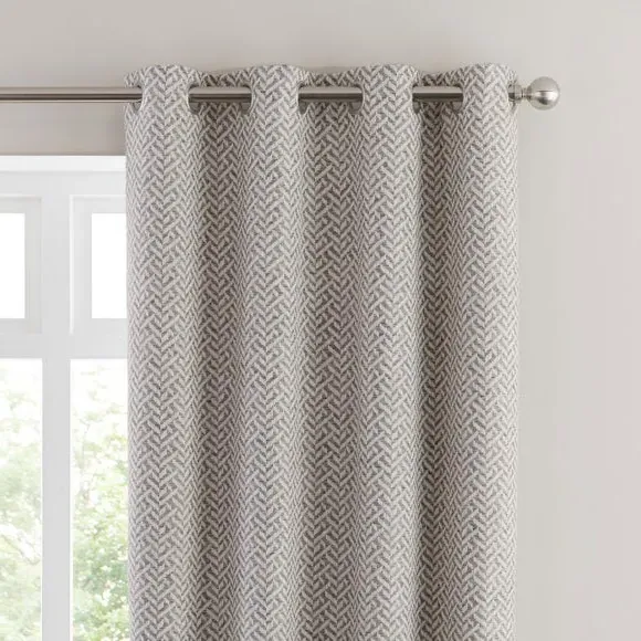 Eyelet Curtains with Geometric Design - Natural image